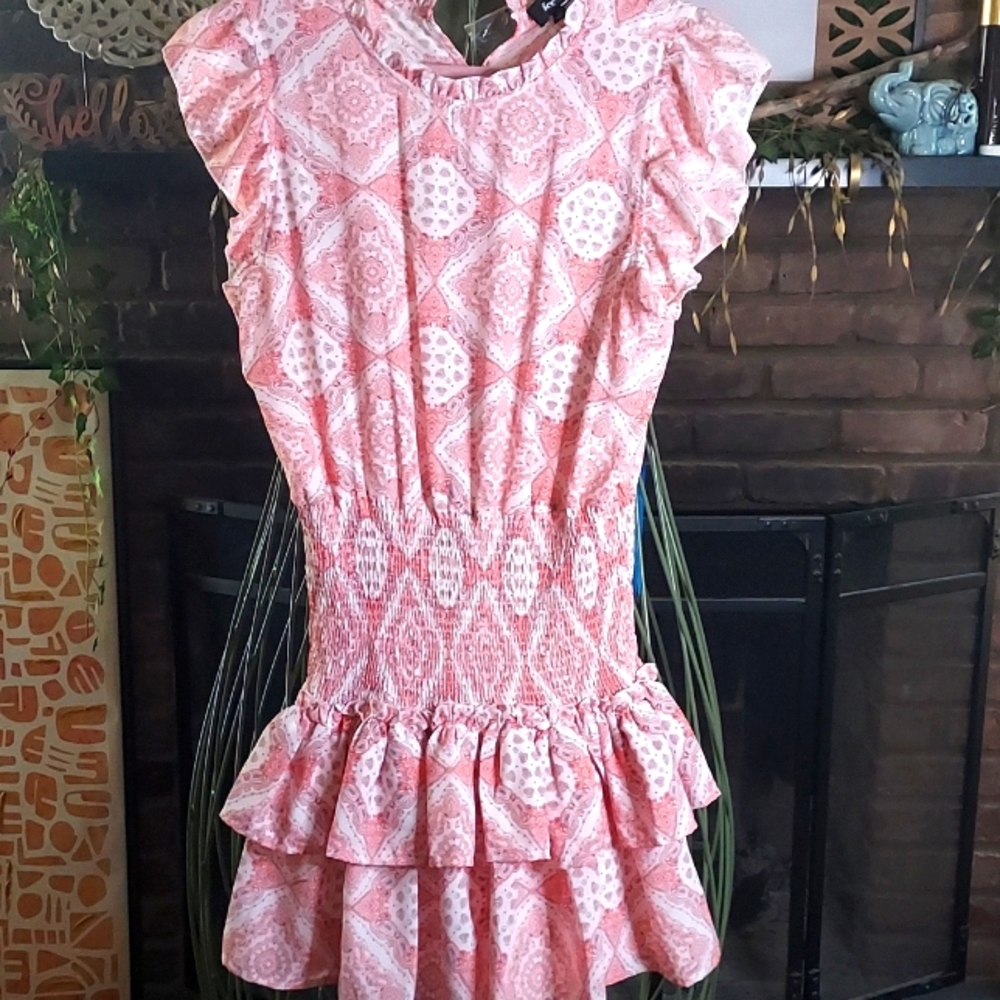 Americana Ruffled Paisley Drop Waist Dress by ALICE BLUE